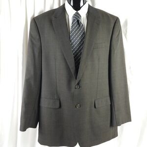 Ralph Lauren 44L Dark Gray Blue Plaid Wool Blazer Two Button Sports Coat